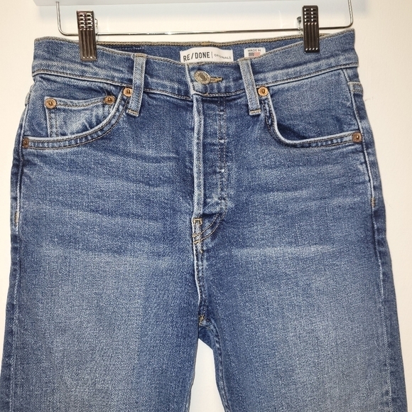 Re/Done Comfort Stretch High Rise Ankle Crip Stretch Jeans In Mid 70s Size 24 - Picture 7 of 14